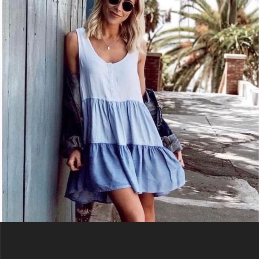 Rails Noelle Tiered Ombre Chambray Mini Dress - image 2